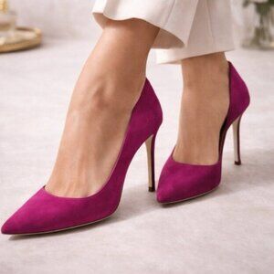 Via Spiga Carola Fuchsia Suede Pointed-Toe Stiletto Pumps Hot Pink Heels 9M